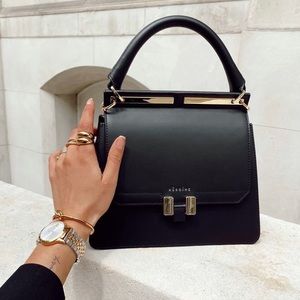 NWT Maison Heroine black leather mini bag with gold chain